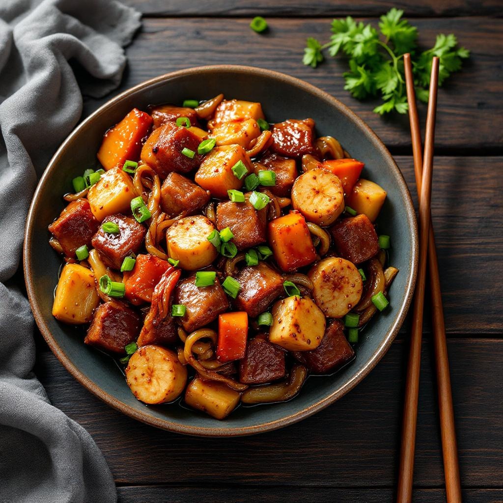 Braised Pork Belly Preserved Veg