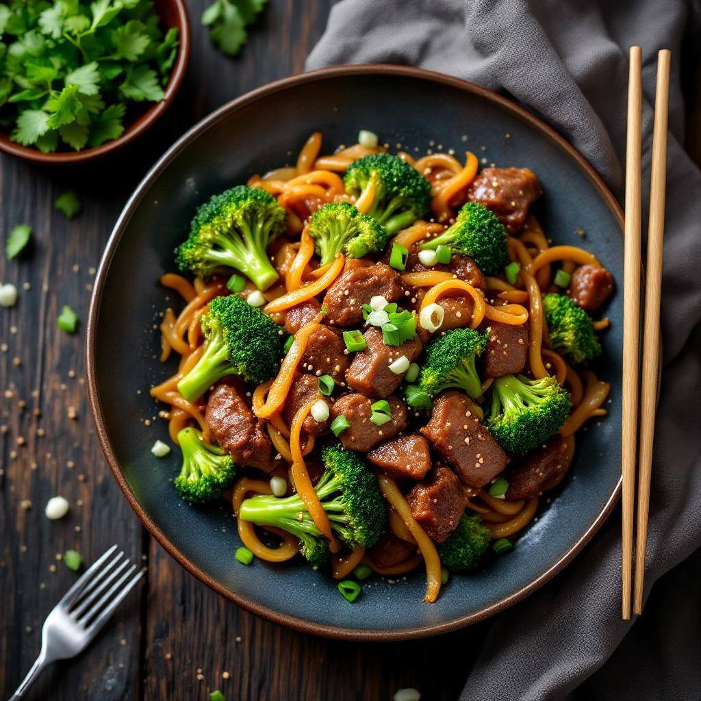 Beef and broccoli stir-fry in oyster sauce