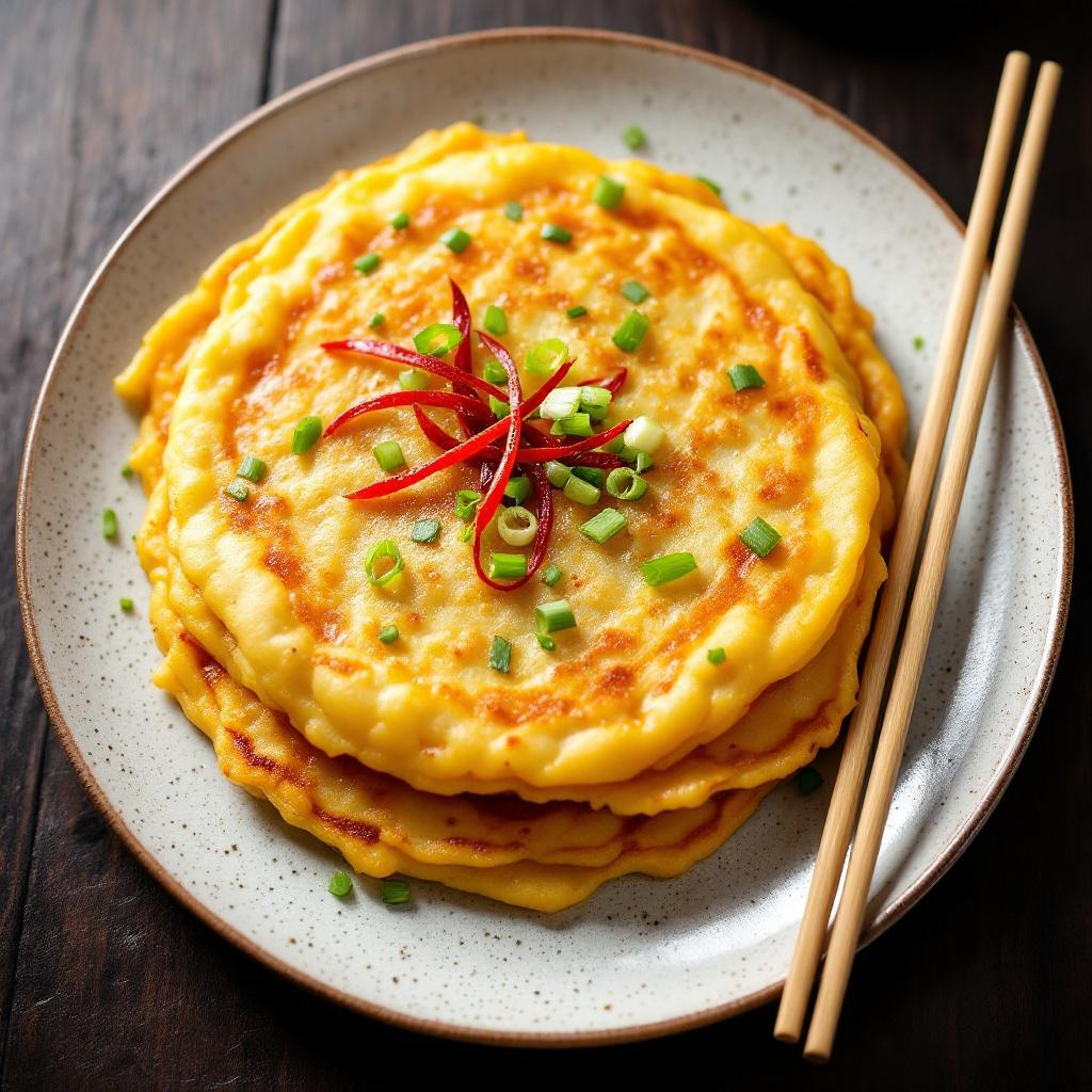 Shanghai-style scallion pancake, flaky and golden
