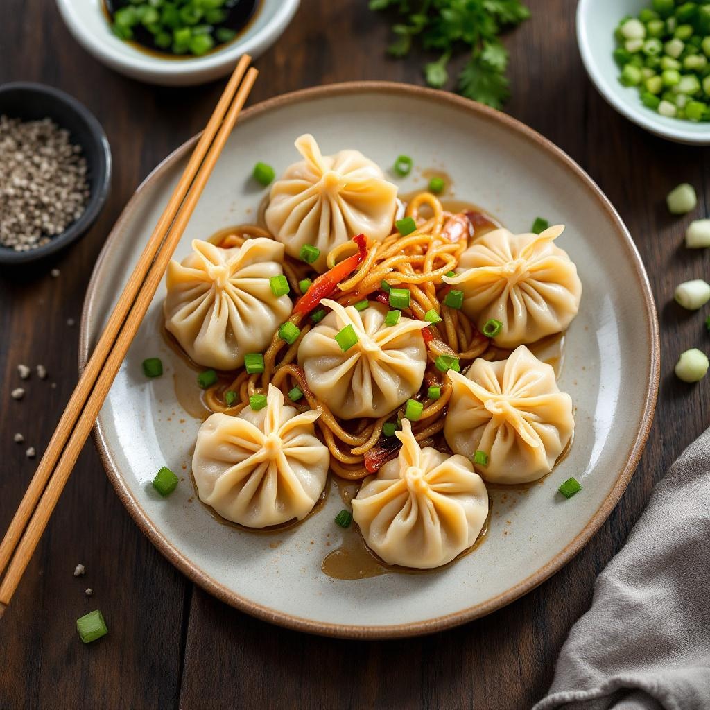 Siu Mai open-topped pork and shrimp dumplings in a bamboo steamer