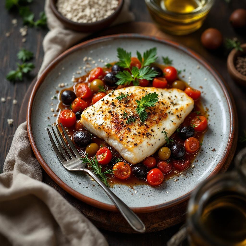 Baked Cod with Olives & Tomatoes