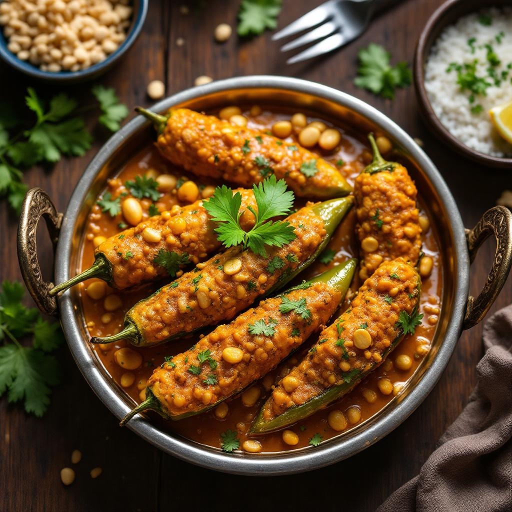 Stuffed Mirchi with Peanut Masala