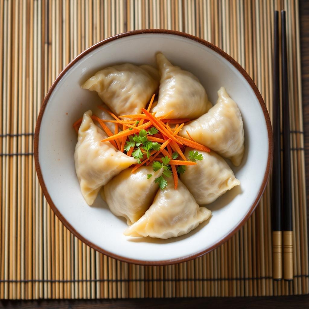 Japanese gyoza pan-fried dumplings with crispy bottoms
