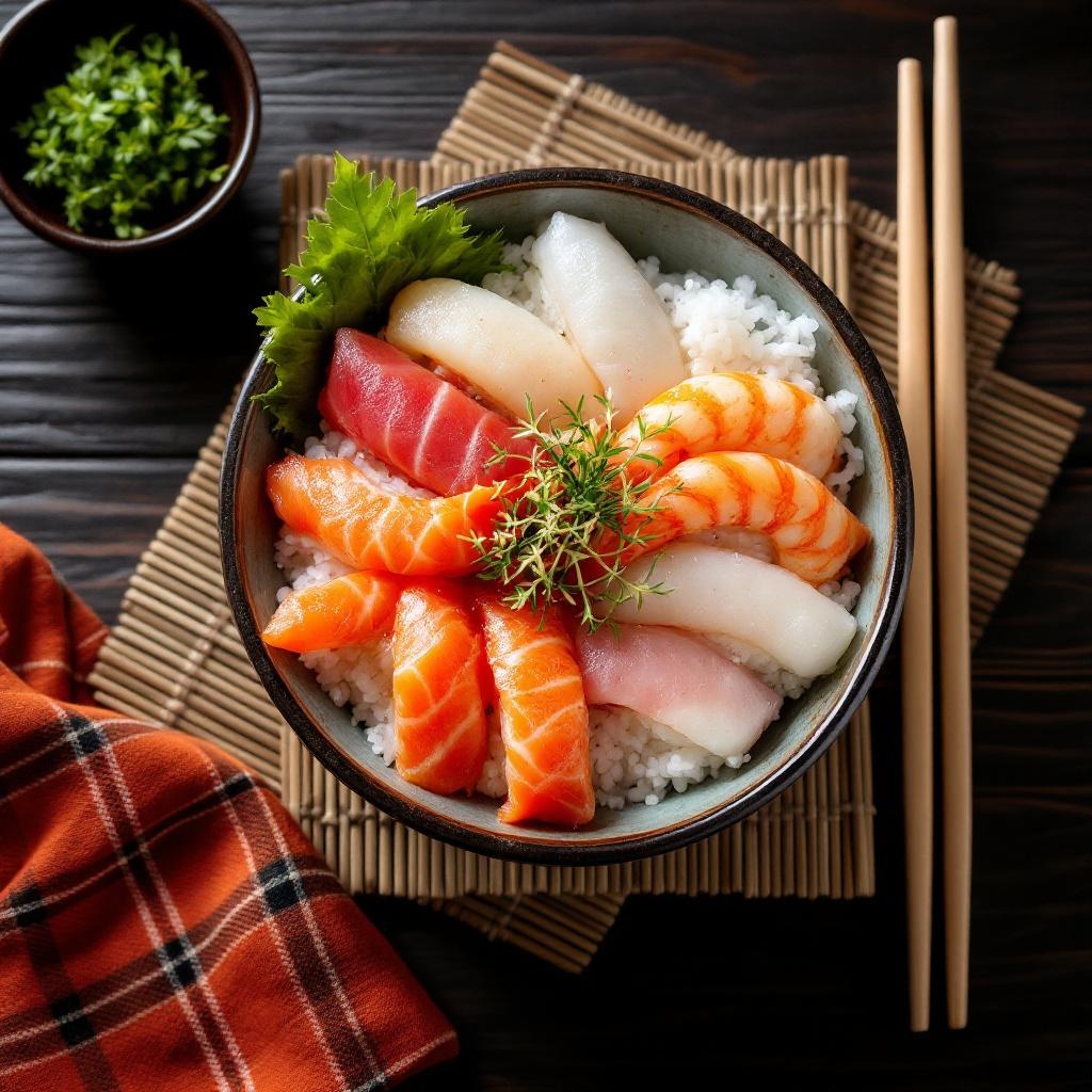Nigiri sushi assortment with salmon, tuna, and shrimp on rice