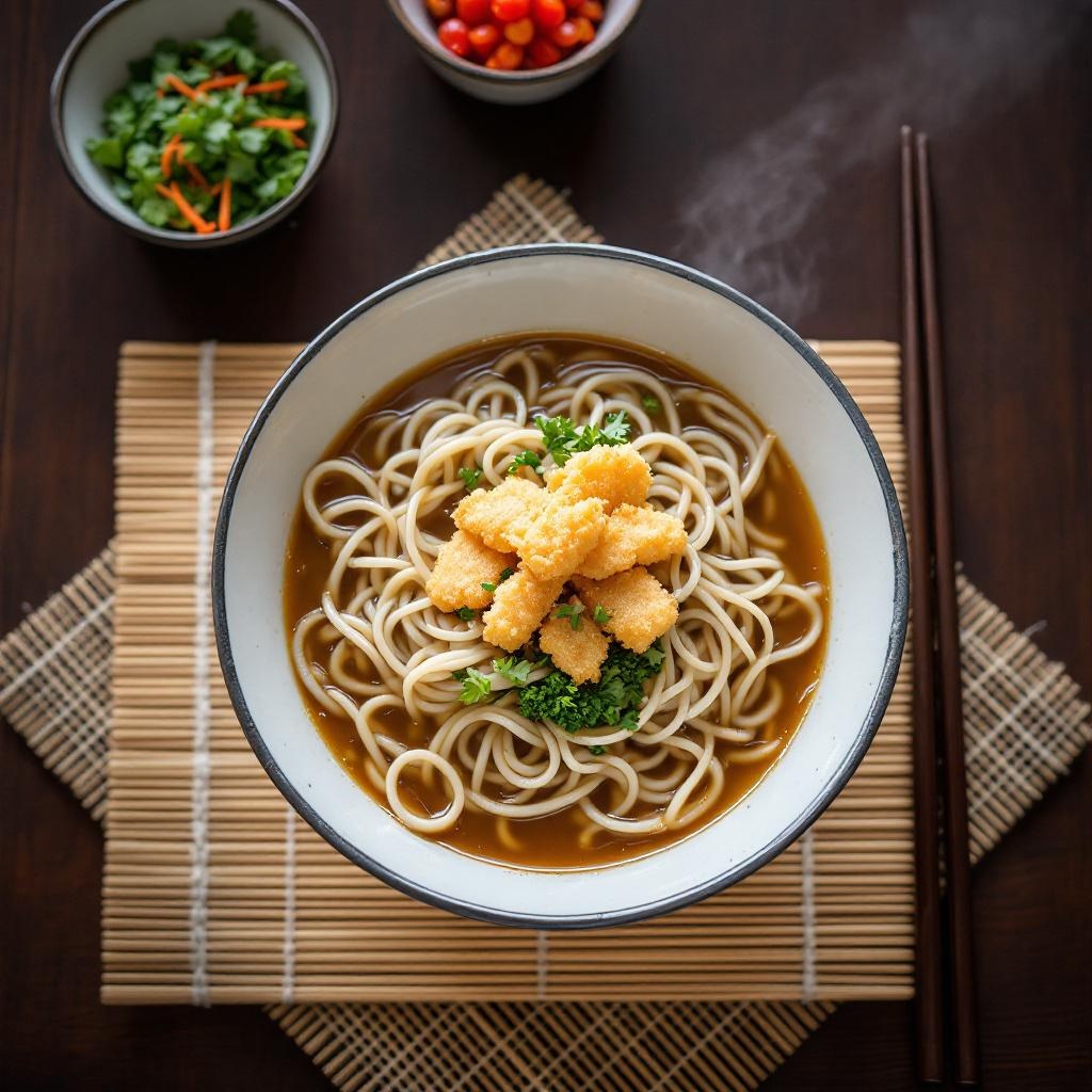 Kake Udon thick wheat noodles in dashi broth