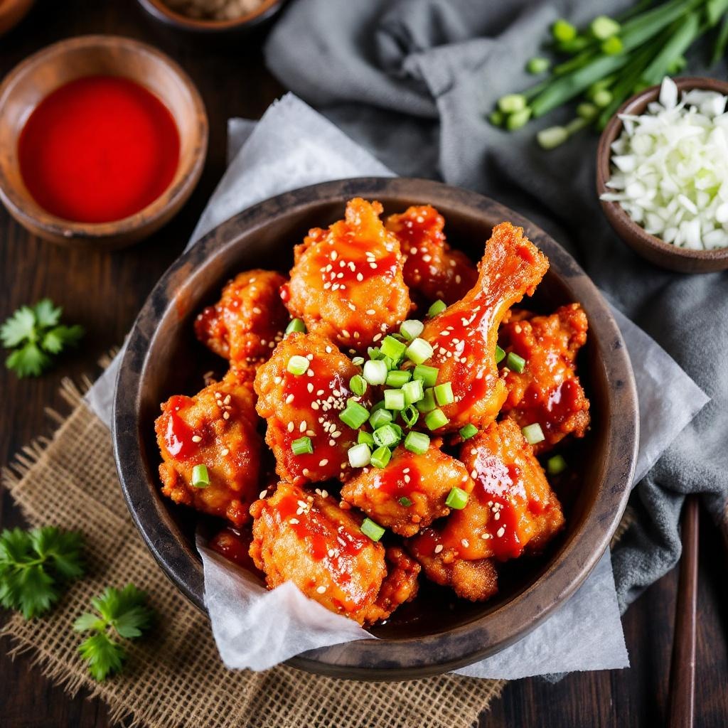 Korean Fried Chicken double-fried wings with yangnyeom sauce