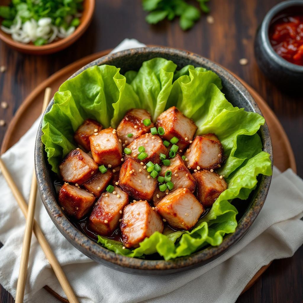 Samgyeopsal thick-cut pork belly grilled tableside at Korean BBQ