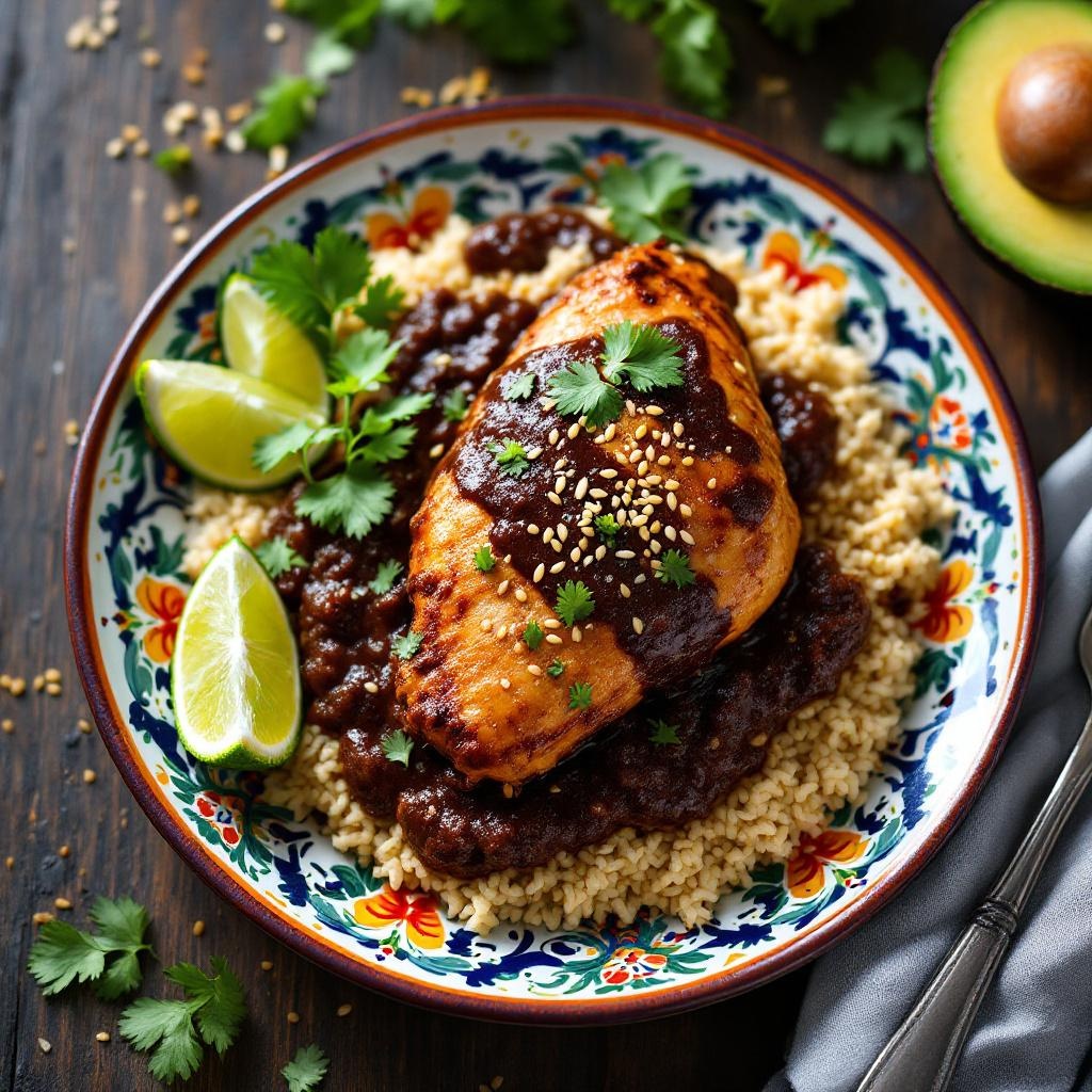 Chicken tortilla soup with shredded chicken, black beans, and avocado