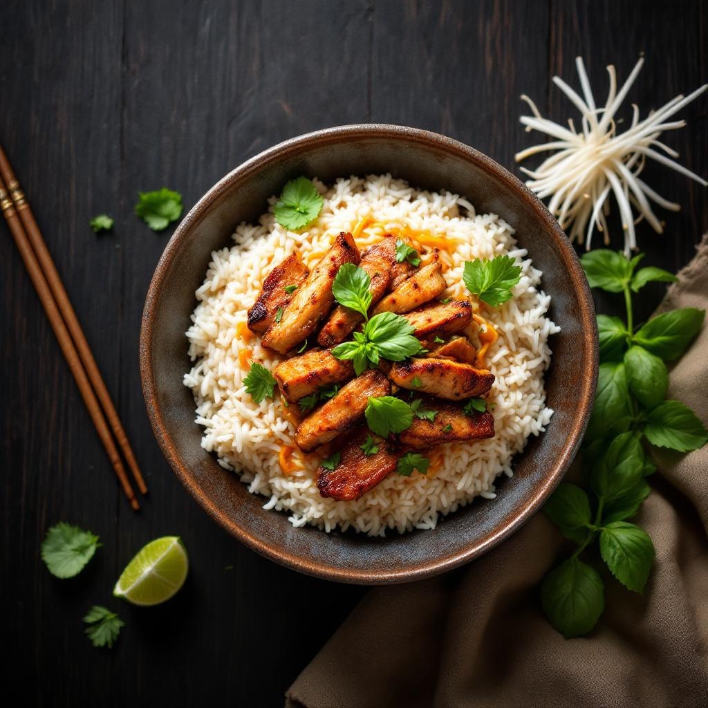 Com Tam Vietnamese broken rice with grilled pork chop and egg